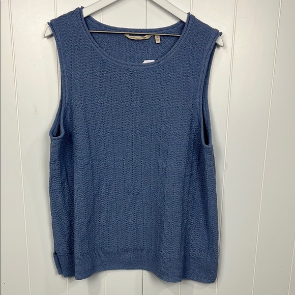 Soft Surroundings Womens Coastal Sweater 2X Blue Pullover Texture Knit Classic - Picture 1 of 13